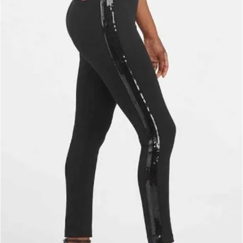 SPANX Black Sequin Stripe Leggings